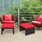Costway 2PCS Patio Rattan Ottoman Cushioned Seat Foot Rest Furniture Turquoise\Red\White